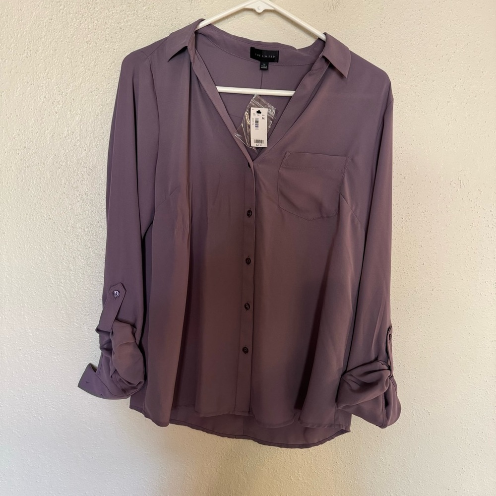NWT The Limited Women’s Long Sleeve Purple Button Down Blouse